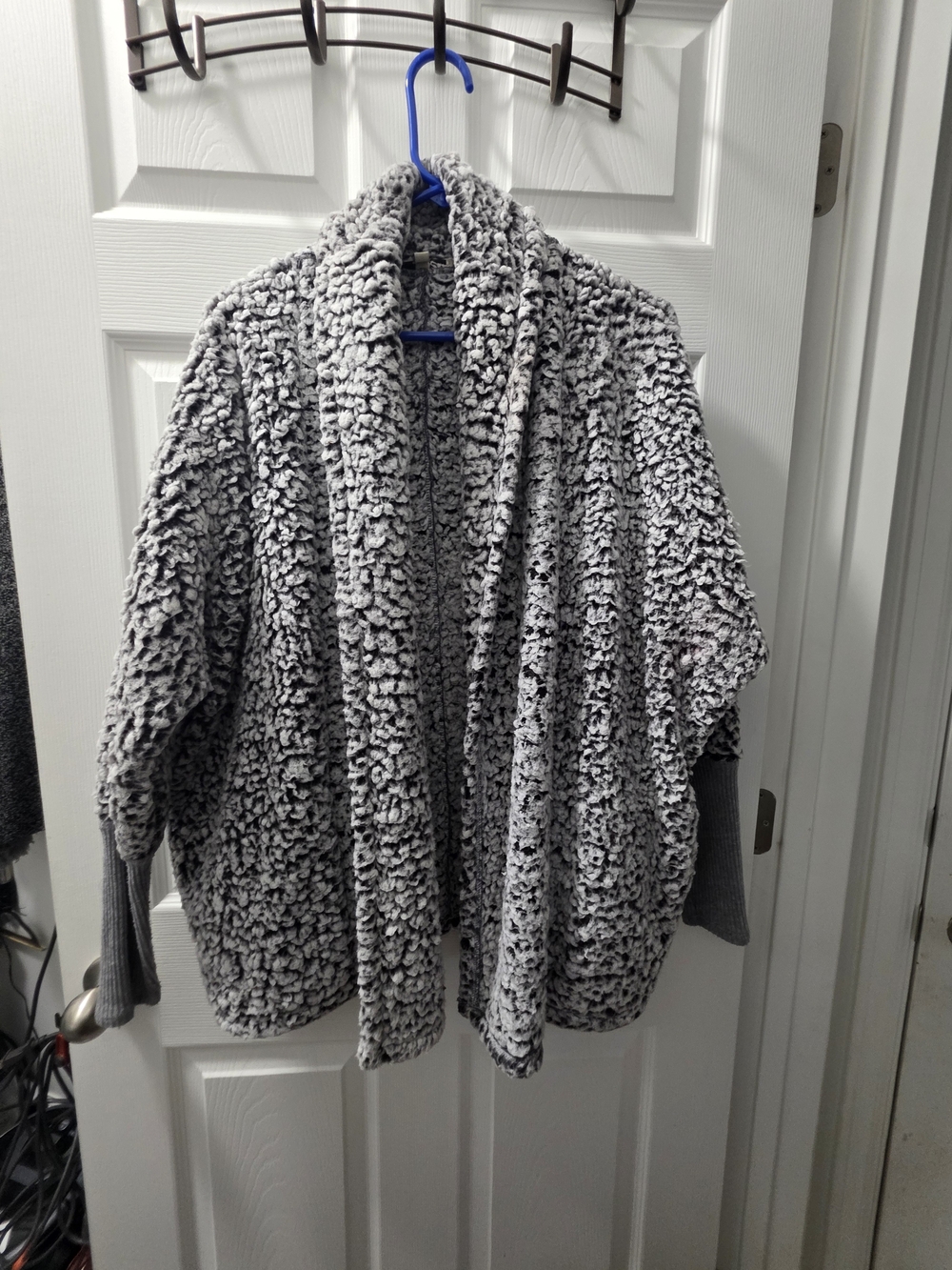 Express Gray Plush Open-Front Sweater